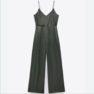 Zara Satin Green Jumpsuit